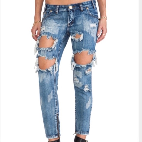One Teaspoon Denim - One Teaspoon trashed free birds zipper ankle